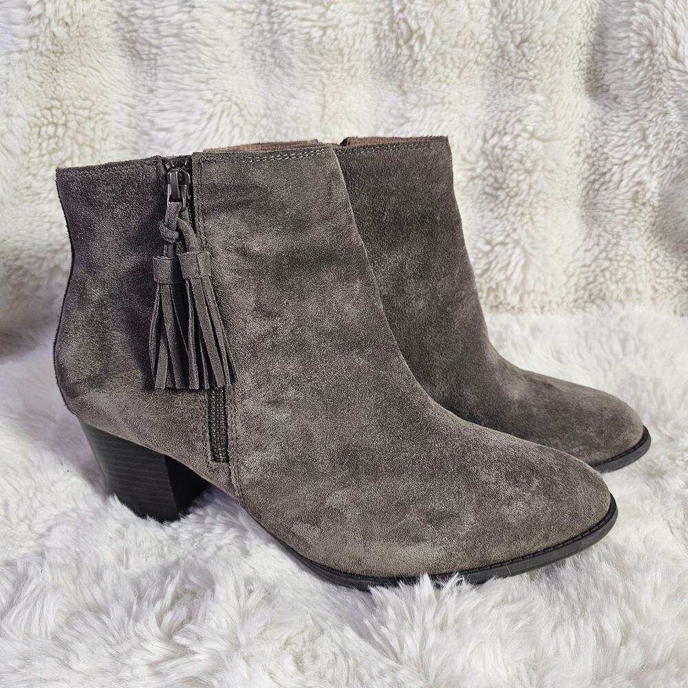 Vionic Madeline Boots Womens 11 Taupe Suede Orthotic Ankle Water Resistant